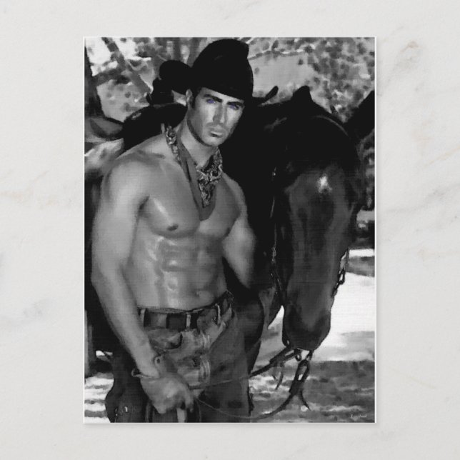 Carte Postale Croquis : Cowboy & Horse (Devant)
