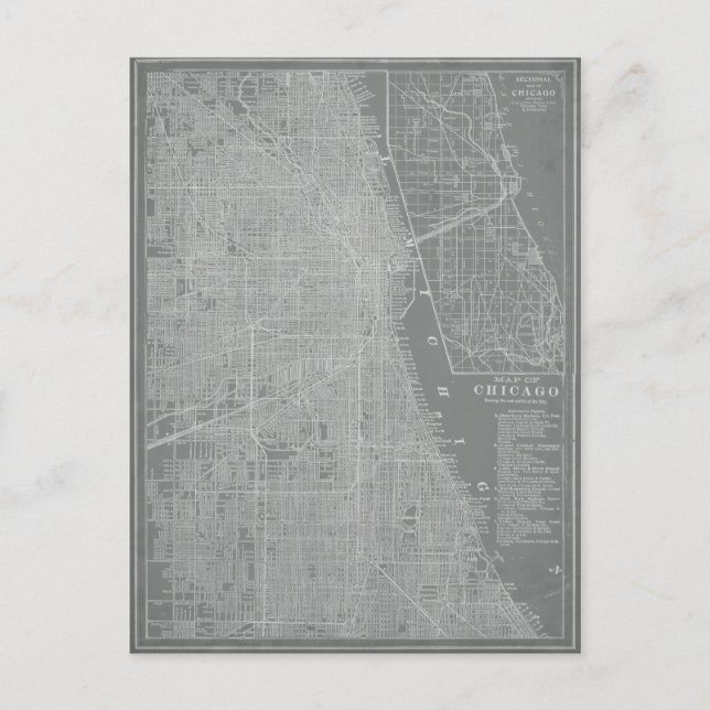 Carte Postale Croquis de Chicago City Map (Devant)