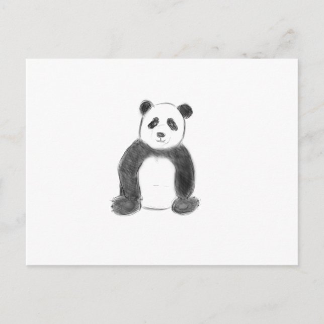 Carte Postale Croquis de panda en noir et blanc (Devant)