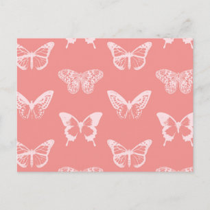 Carte Postale Croquis de papillon, rose corail
