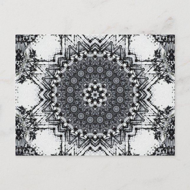 Carte Postale Croquis de stylo noir Mandala Abstrait (Devant)