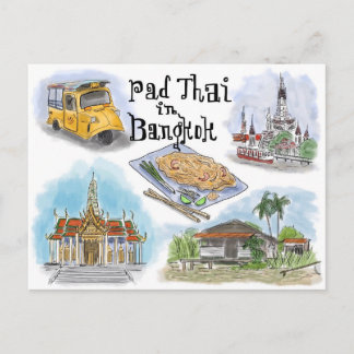 Carte postale Croquis de voyage : Pad Thai à Bangk