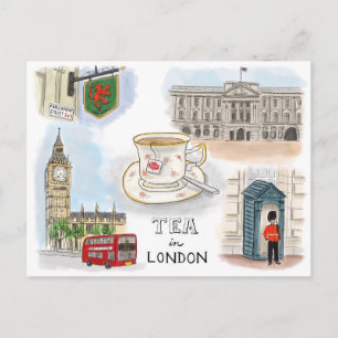 Carte postale Croquis de voyage : Thé à Londres An