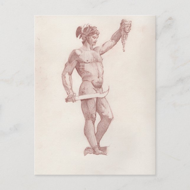 Carte Postale Croquis du Persée de Cellini avec la Tête de Medus (Devant)