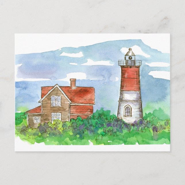 Carte Postale Croquis du phare de Cape Cod (Devant)
