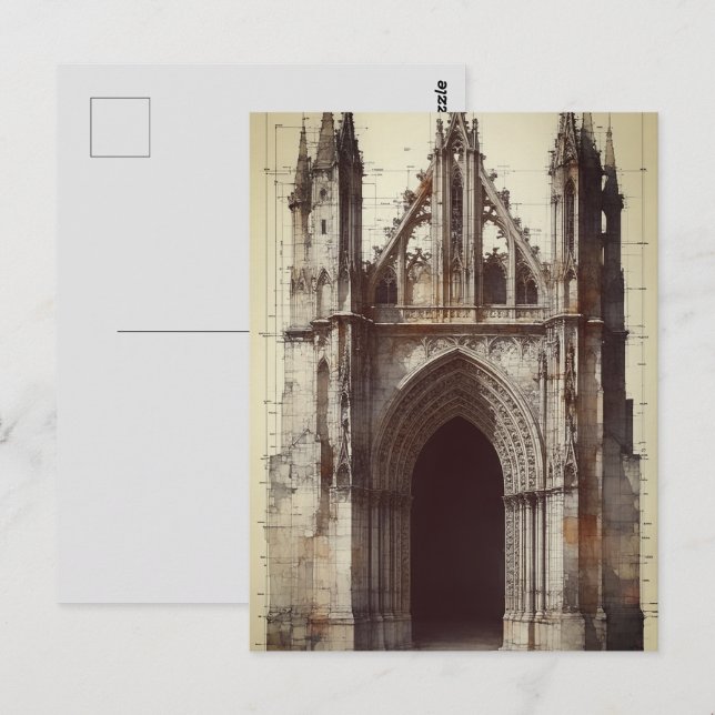 Carte Postale Croquis du portail architectural (Devant / Derrière)