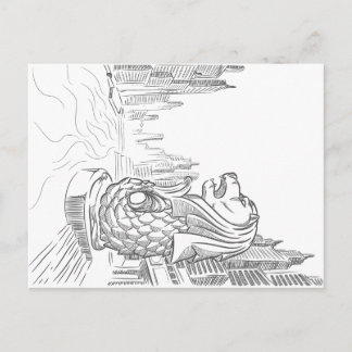 Carte Postale Croquis du site touristique de Singapour - Merlion
