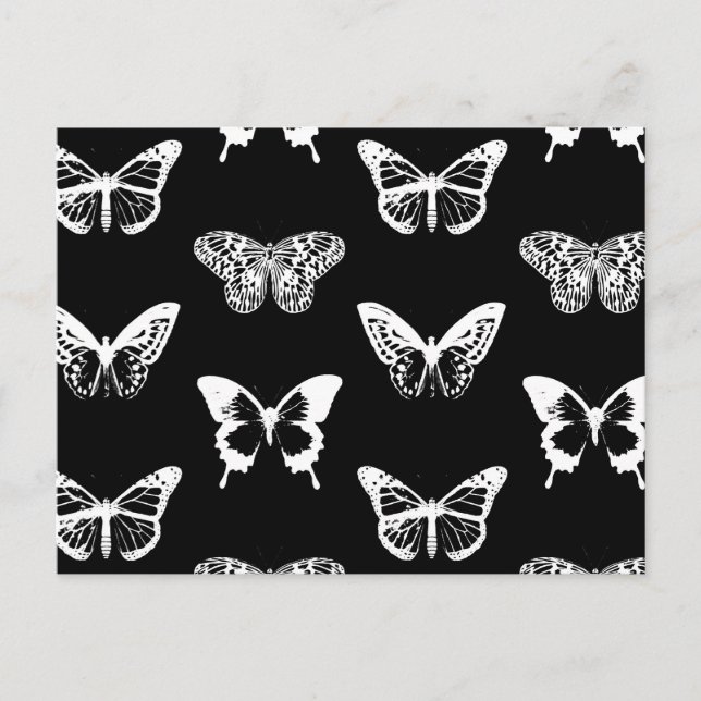 Carte Postale Croquis papillon, blanc et noir (Devant)