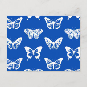 Carte Postale Croquis papillon, bleu cobalt et blanc