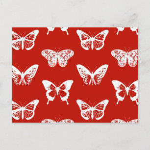 Carte Postale Croquis papillon, rouge et blanc foncé