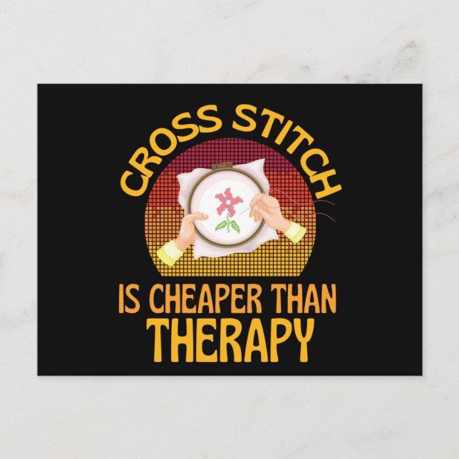 Carte Postale Cross Stitch est mon Tricot thérapeutique (Devant)