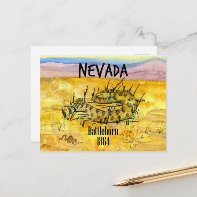 Carte Postale Crotlesnake Nevada Battleborn 1864 Desert Hills (Devant/Arrière en situation)