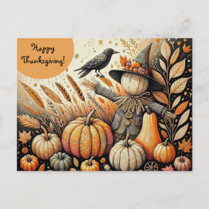 Carte Postale Crow à moelle-moelle-moelle à éditer et Thanksgivi
