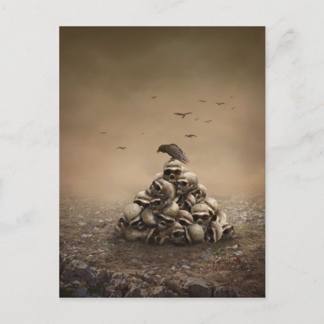 Carte Postale Crow Assis Sur Un Pile De Galettes (Devant)