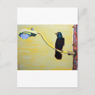 Carte Postale Crow Crowing sur un pôle léger