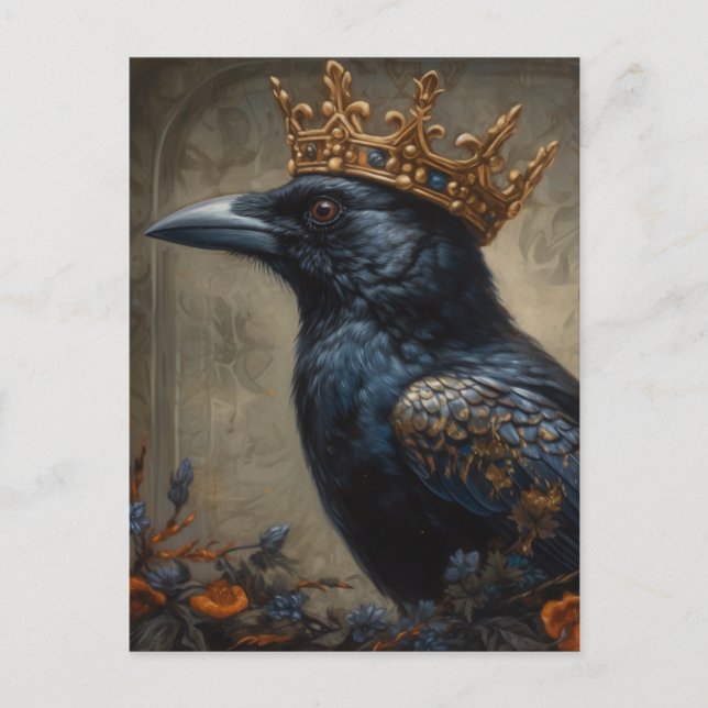 Carte Postale Crow dans une couronne d'or (Devant)