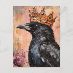 Carte Postale Crow dans une couronne d'or