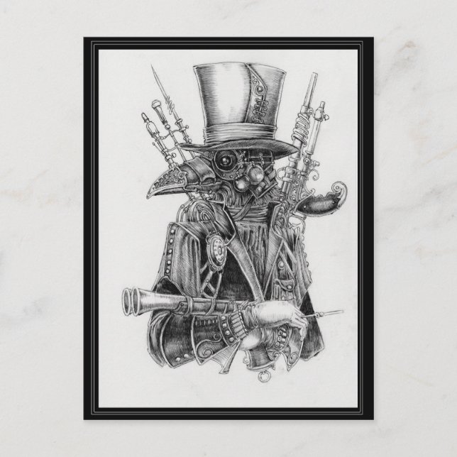 Carte Postale Crow de mécanique Steampunk (Devant)