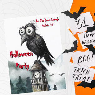 Carte Postale Crow noir gothique et tour Éffrayant Halloween Par