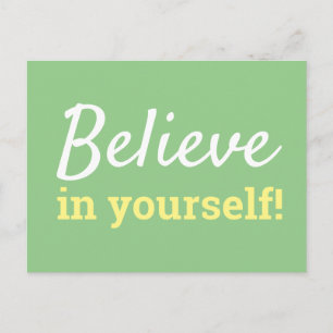 Carte Postale Croyez en vous Motivation Citation Vert Blanc