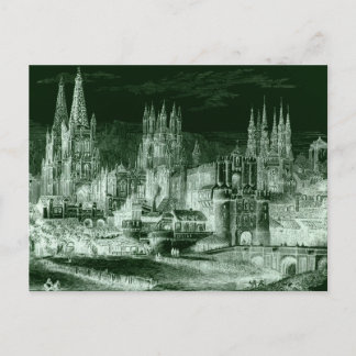 Carte Postale Cru gothique de négatif de gravure de cathédrale