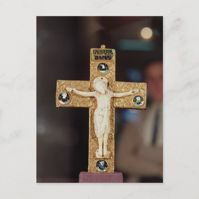 Carte Postale crucifix Reliquaire, Christ en ivoire sur la croix (Devant)