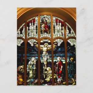 Carte Postale Crucifixion de la fenêtre en verre de Jésus