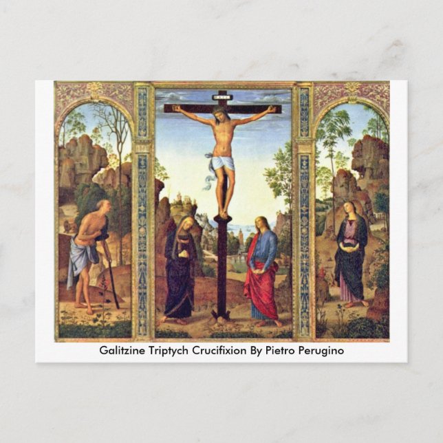 Carte Postale Crucifixion Galitzine Triptych Par Pietro Perugino (Devant)