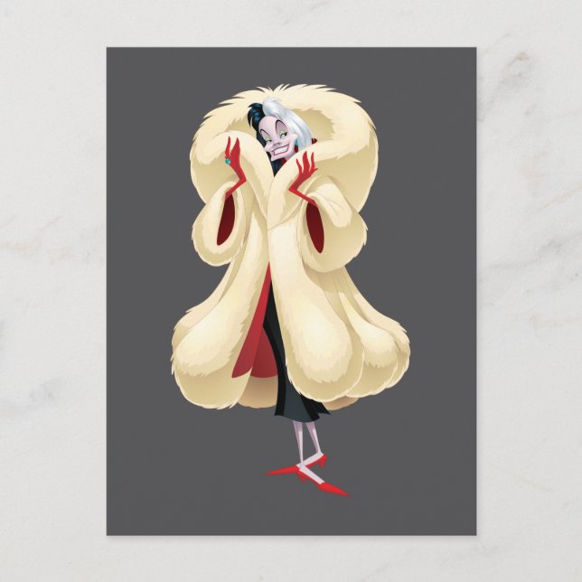 Carte Postale Cruella De Vil | Fourrure à la mode (Devant)