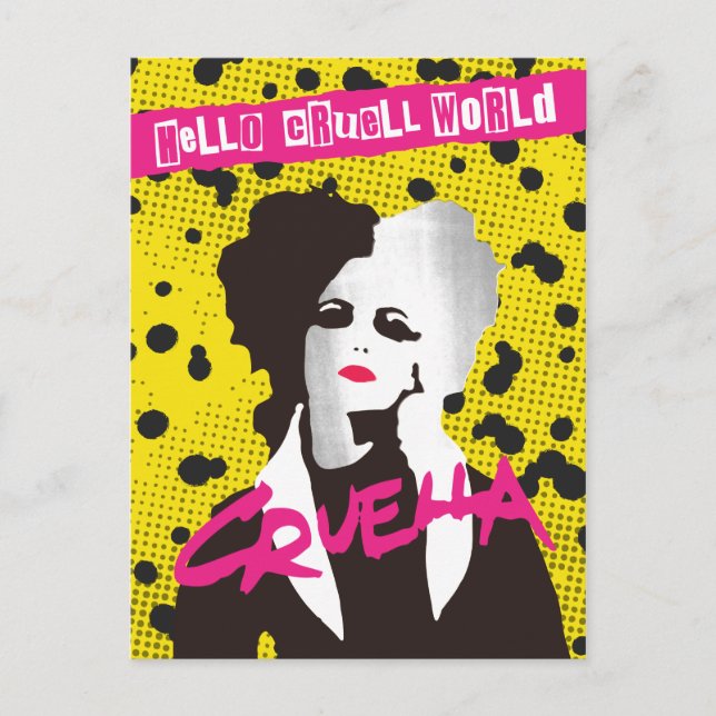 Carte Postale Cruella | Hello Cruell World Ransom Stencil Art (Devant)