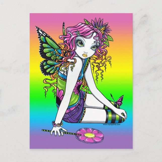 Carte postale "Crystal" Candy Rainbow Butterfly Fa (Devant)