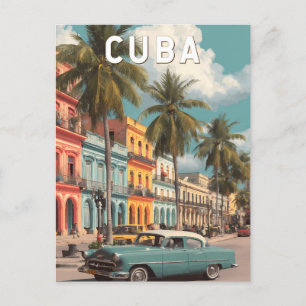 Carte Postale Cuba Illustration Voyage Art Vintage