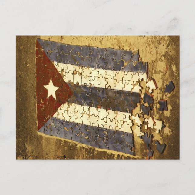 Carte Postale CUBA, La Havane. Puzzle mosaïque du drapeau cubain (Devant)