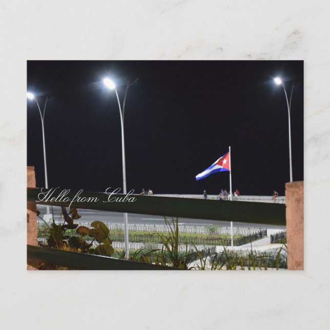 Carte Postale Cuba Malecon Night Sea Wall Photo (Devant)