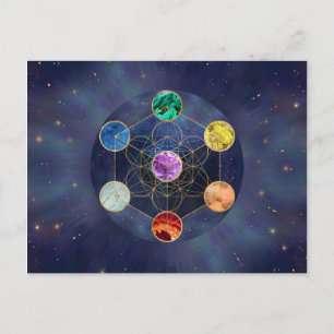 Carte Postale Cube de Metatron Chakras Géométrie sacrée