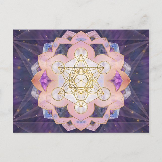 Carte Postale Cube de Metatron en pierre précieuse lotus (Devant)