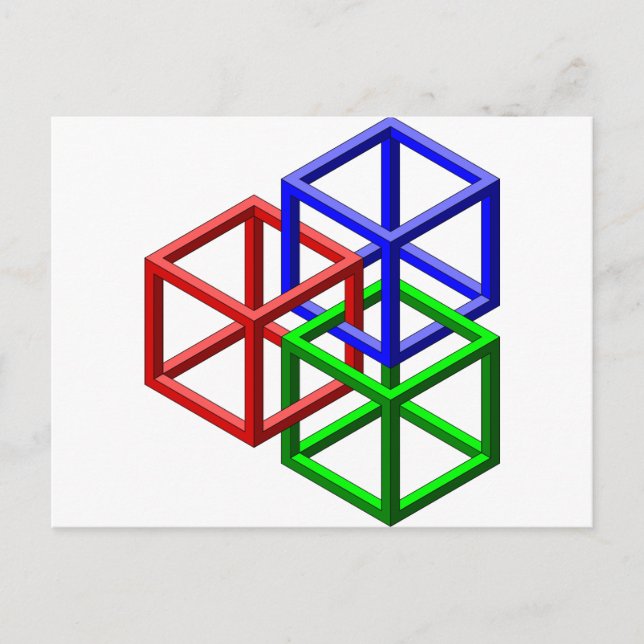 Carte Postale Cubes Impossible Géométrie Illusion Optique (Devant)
