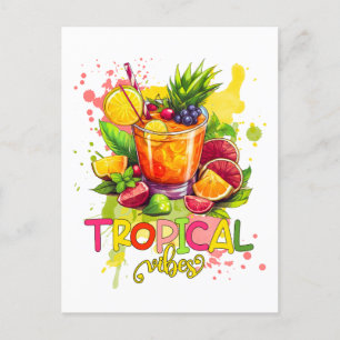 Carte Postale Cubes tropicaux - Vibes d'été Aquarelle Fruits
