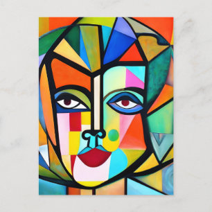 Carte Postale Cubisme Visage Abstrait