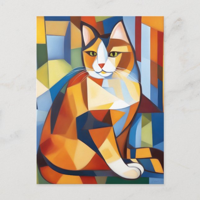 Carte Postale Cubiste Abstraite Calico Cat (Devant)