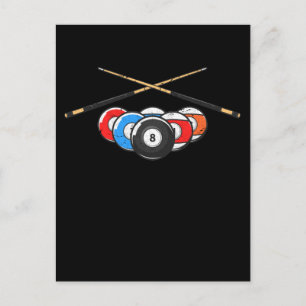 Carte Postale Cue Billard Boules Retro 8 Boule Joueur
