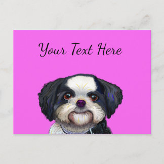 Carte Postale Cue Shih Tu Dog Design, adorable image de chiot