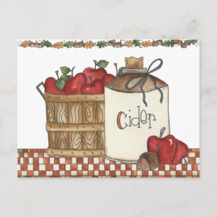 Carte Postale cueillette de cidre de pomme et de pomme