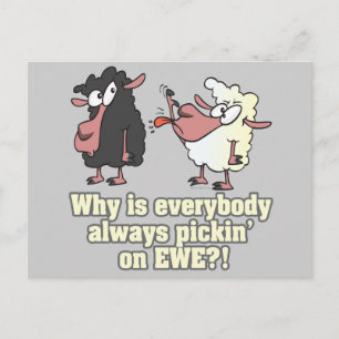 Carte Postale cueillette de l'humour de mouton noir EWE