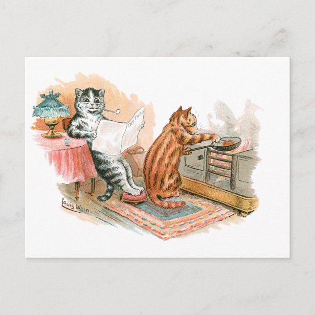 Carte Postale Cuisine Cat Louis Wain (Devant)