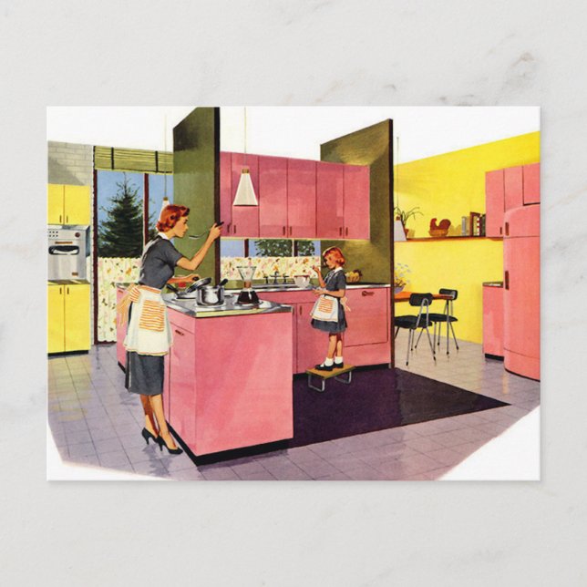 Carte Postale Cuisine futuriste rose Cinquante (Devant)