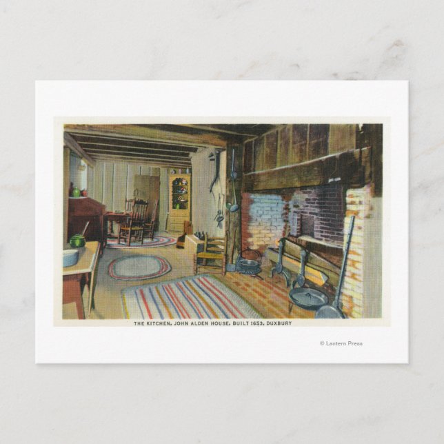 Carte Postale Cuisine intérieure Vue de la Maison John Alden (Devant)