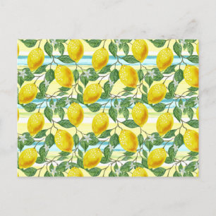 Carte Postale Cuisine méditerranéenne Motif d'art du citron d'ét