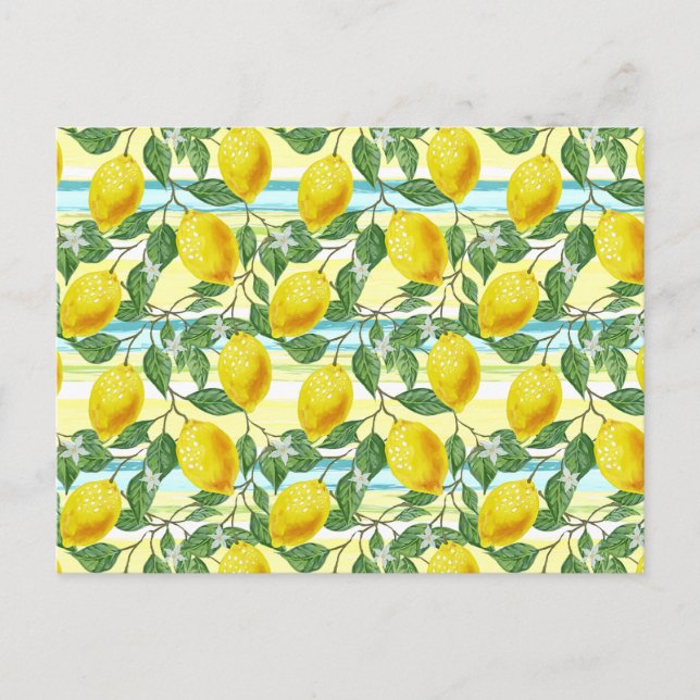 Carte Postale Cuisine méditerranéenne Motif d'art du citron d'ét (Devant)