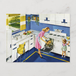 Carte Postale Cuisine rétro mère/fille #2